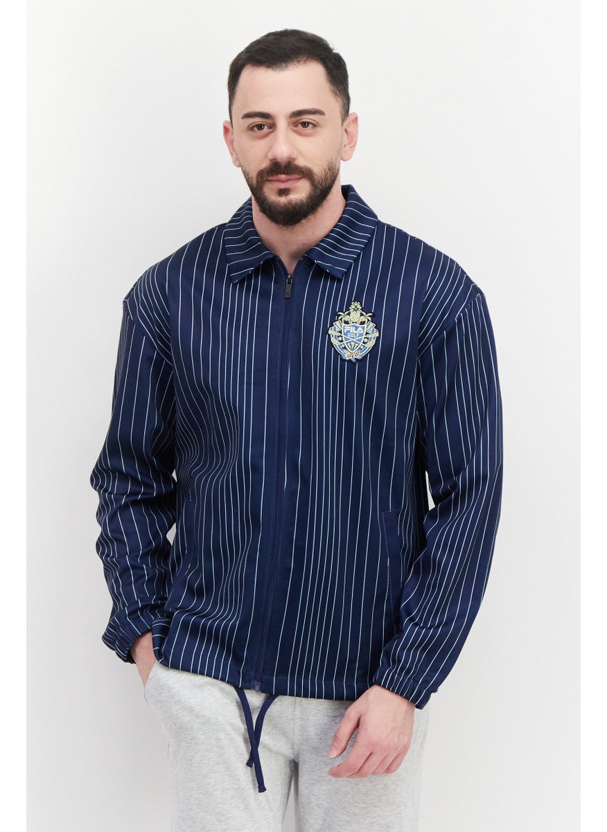 FILA Men Sportswear Fit Long Sleeve Brand Logo Track Jackets, Blue Combo  - Image 1
