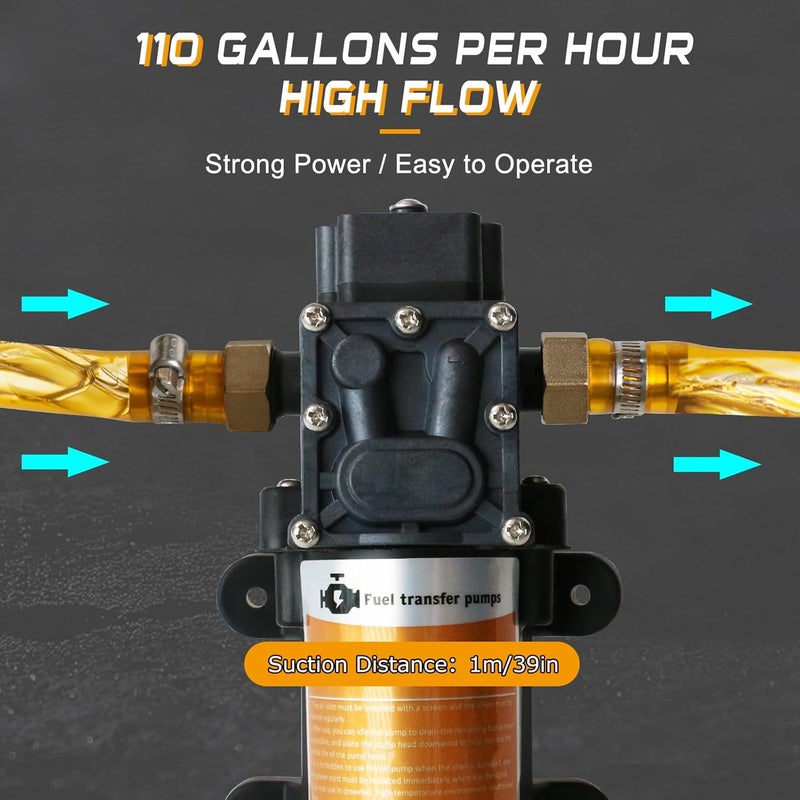 Steauty Portable DC 12V Electric Gasoline Transfer Pump with 75W DC Motor Moves Up to 110 Gallons of Gas or Diesel Per Hour Suitable for Vehicles Boats Motorbike Equipment Gasoline Diesel - Image 4
