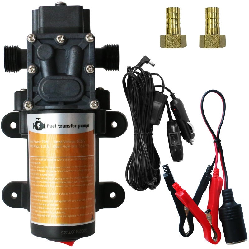 Steauty Portable DC 12V Electric Gasoline Transfer Pump with 75W DC Motor Moves Up to 110 Gallons of Gas or Diesel Per Hour Suitable for Vehicles Boats Motorbike Equipment Gasoline Diesel - Image 2