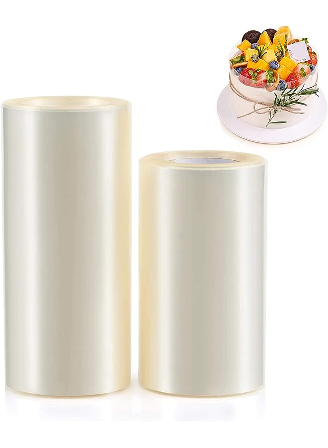 SYOSI Cake Collar Baking Mousse Surrounding Edge Packaging Wrapping Tape Clear Acetate Strips Transparent Acetate Roll Mousse Cake Collar for Chocolate Mousse Baking Cake Decorating 2 Roll - Image 1