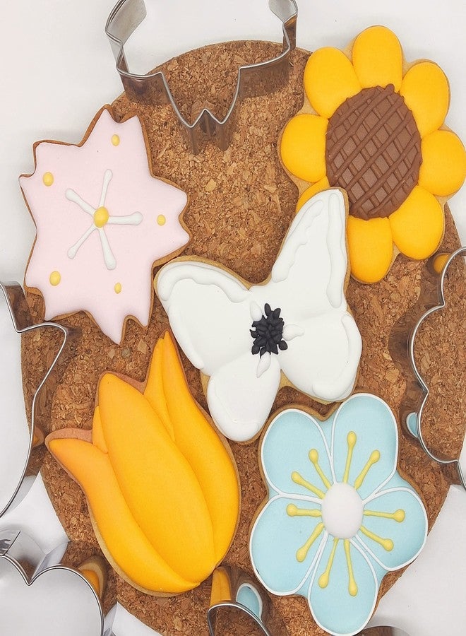 Q-BAKER Spring Summer Flowers Cookie Cutters - Rose, Sunflower, Tulip, Daisy Flower, Butterfly, Stainless Steel Holiday Cookie Cutter Shapes for Baking Gift - Image 2