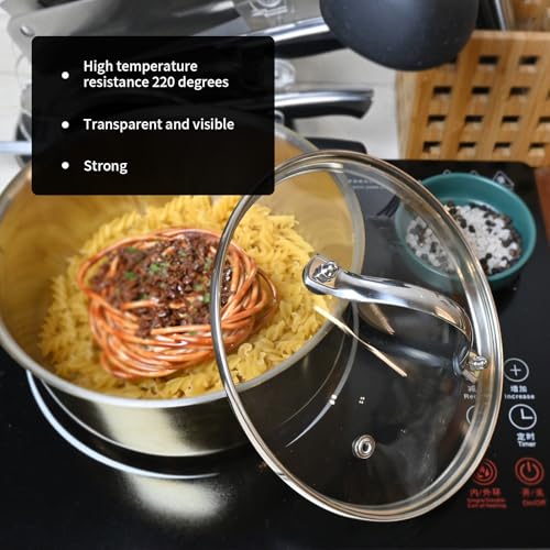 Pastlla 7 Inch Universal Tempered Glass Pot Lid Glass Covers with Stainless Steel Handle for Frying Pan Wok Pot Skillet - Image 5