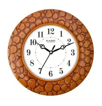Kadio Analog 24.5 cm X 24.5 cm Wall Clock (Brown, with Glass, Standard) - Image 1