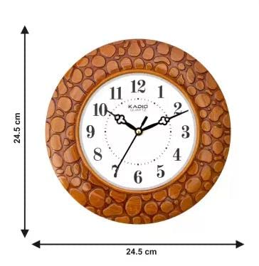 Kadio Analog 24.5 cm X 24.5 cm Wall Clock (Brown, with Glass, Standard) - Image 3