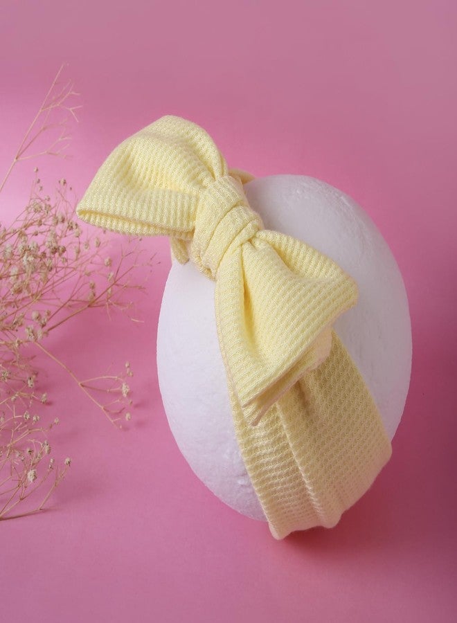 Arendelle Pure Cotton Headband with Big Bow in Yellow for Babies (0-2 Years) [AHA396] - Image 4