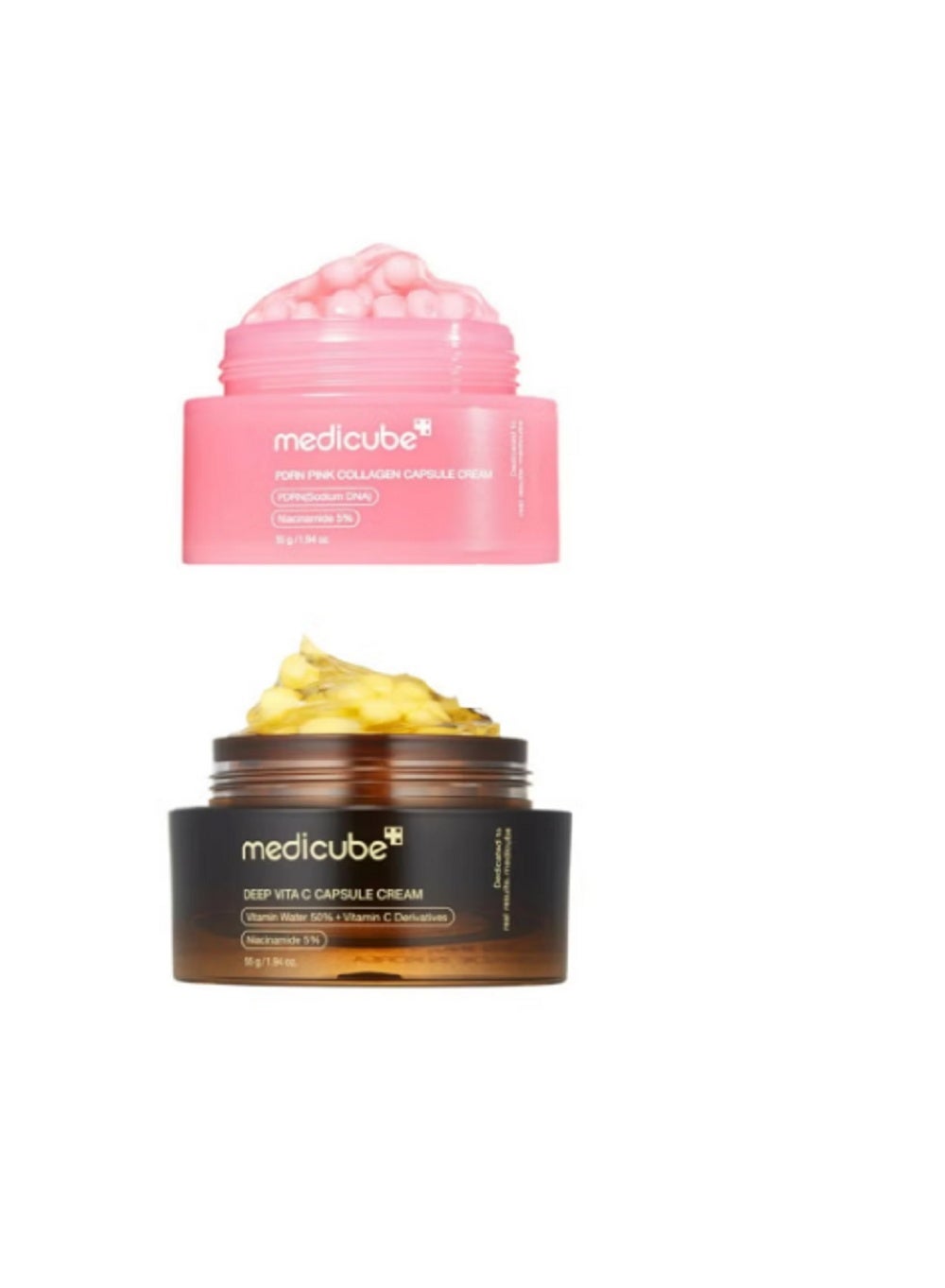 Korean Skincare Products/Medicube Pink Collagen Capsule Cream with Salmon Acid, Face Moisturizer | Lightweight Hydrating Cream | Niacinamide for Even Skin Tone, Glowing Hydration | 1.94 oz/Deep Vita C Capsule Cream, Anti-Aging Face Moisturizer for Wrinkles, Instant Hydration for Dry Skin, Skin Elasticity Care