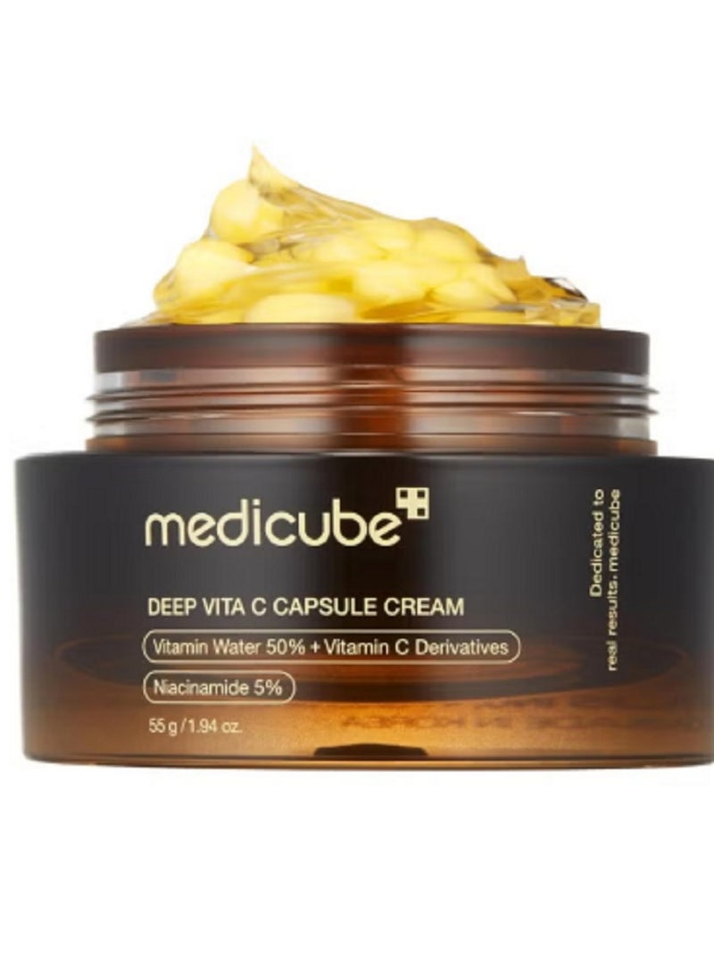 ميديكيوب منتجات العناية بالبشرة الكورية/ كريم كبسولات الكولاجين الوردي من ميديكيوب، بحمض السالمون، مرطب للوجه | كريم مرطب خفيف الوزن | نياسيناميد لبشرة متجانسة اللون، ترطيب متوهج |1.94 أونصة /كريم كبسولة فيتا سي العميق، كريم مرطب للوجه مضاد للشيخوخة ضد التجاعيد، ترطيب فوري للبشرة الجافة، العناية بمرونة البشرة - Image 3