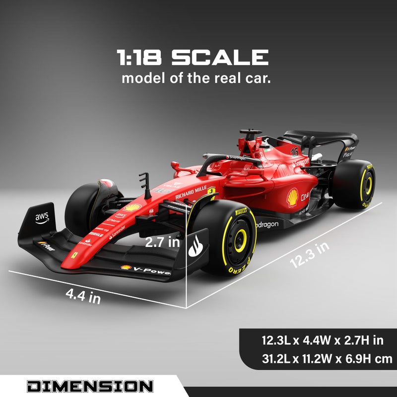 Voltz Toys سيارة التحكم عن بعد فيراري F1 75 مرخصة من فولتز تويز 1:18 - مجموعة سيارات F1 للأطفال والبالغين - سيارة RC بتردد 2.4GHz كهدية (1:18 فيراري F1 75) - Image 2