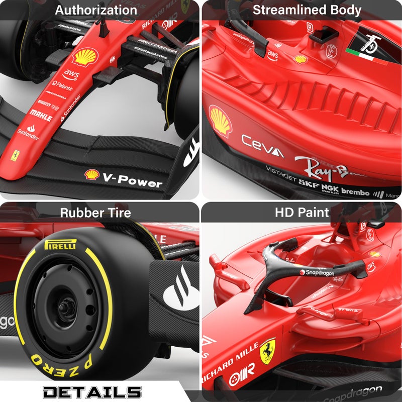 Voltz Toys سيارة التحكم عن بعد فيراري F1 75 مرخصة من فولتز تويز 1:18 - مجموعة سيارات F1 للأطفال والبالغين - سيارة RC بتردد 2.4GHz كهدية (1:18 فيراري F1 75) - Image 3