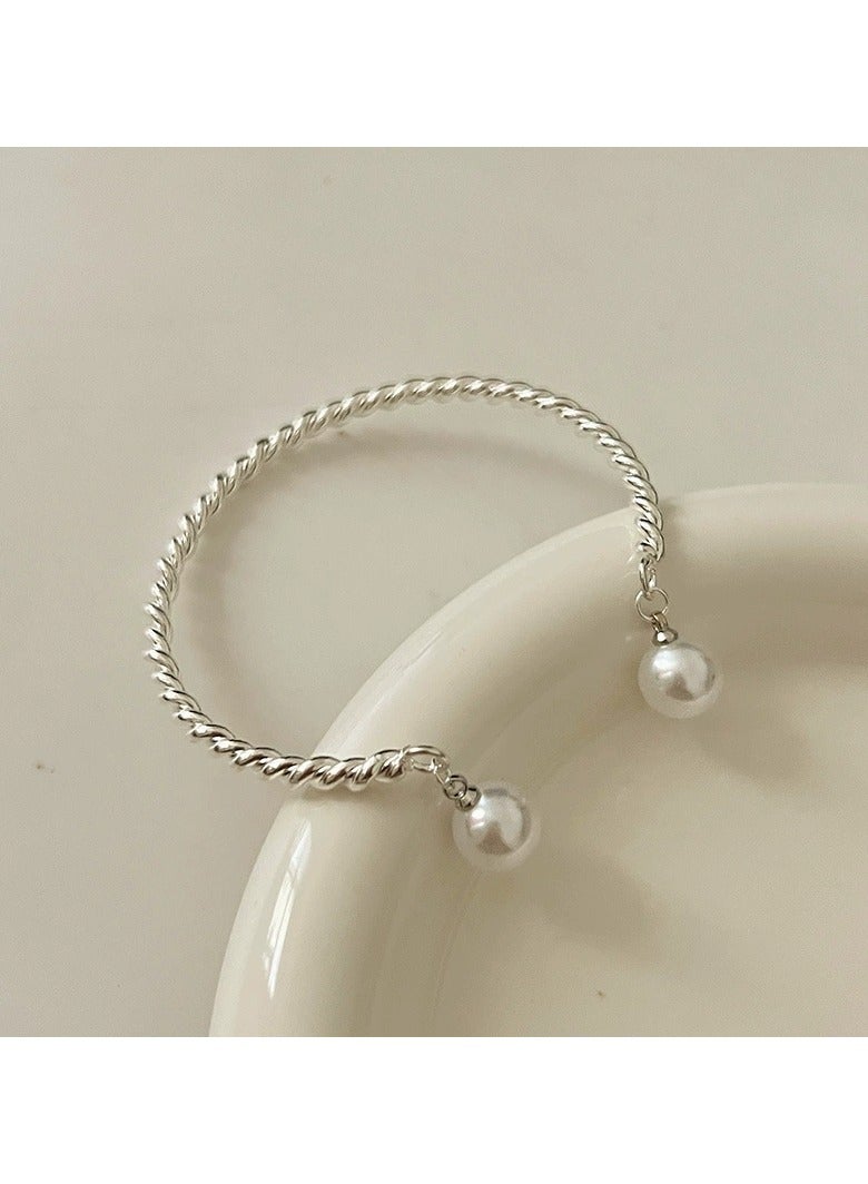 Goolsky Delicate Pearl Bangle Bracelet for Women – Minimalist Luxe Jewelry, Elegant Wrist Accessory