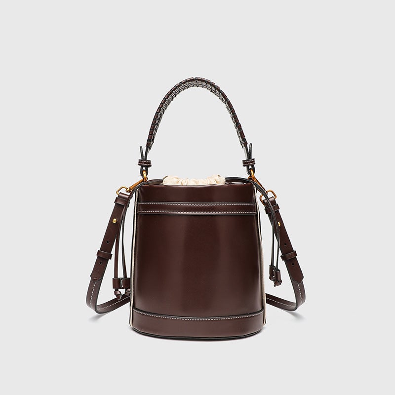Za'S Bucket Bag Women'S High-End 2025 Spring New Fashion Color Matching One-Shoulder Satchel Cross-Body Woven Bag - Image 2