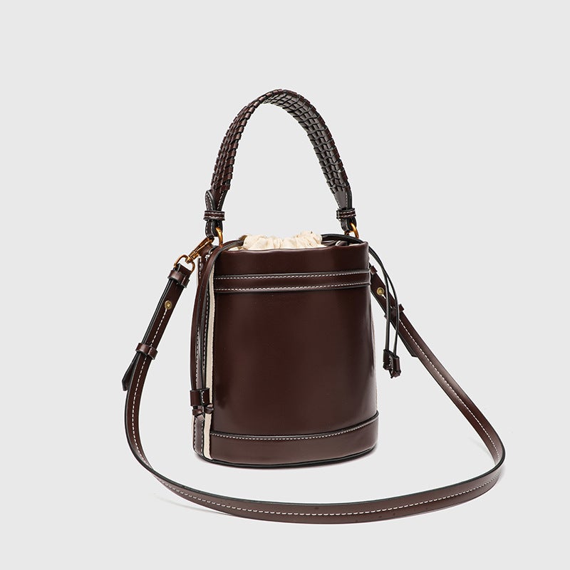 Za'S Bucket Bag Women'S High-End 2025 Spring New Fashion Color Matching One-Shoulder Satchel Cross-Body Woven Bag - Image 3