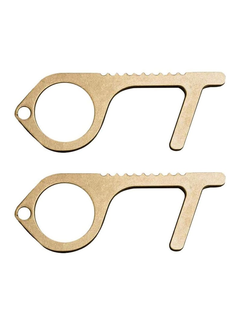 SYOSI 2 Pcs Contactless Door Openers, Zero Contact Keys for Public Door Handle No-Touch Door Openers Keep Hands Clean (Gold) - Image 1