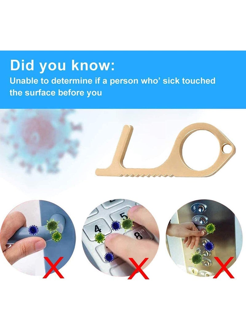 SYOSI 2 Pcs Contactless Door Openers, Zero Contact Keys for Public Door Handle No-Touch Door Openers Keep Hands Clean (Gold) - Image 4