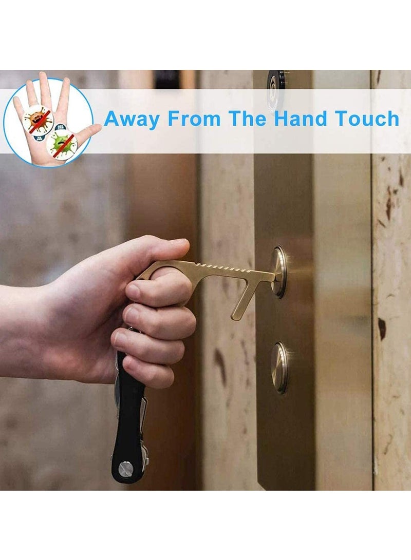 SYOSI 2 Pcs Contactless Door Openers, Zero Contact Keys for Public Door Handle No-Touch Door Openers Keep Hands Clean (Gold) - Image 2