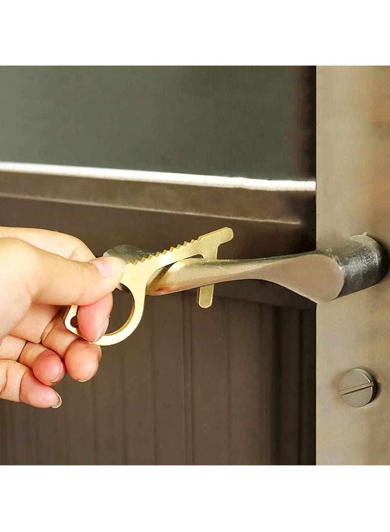 SYOSI 2 Pcs Contactless Door Openers, Zero Contact Keys for Public Door Handle No-Touch Door Openers Keep Hands Clean (Gold) - Image 3