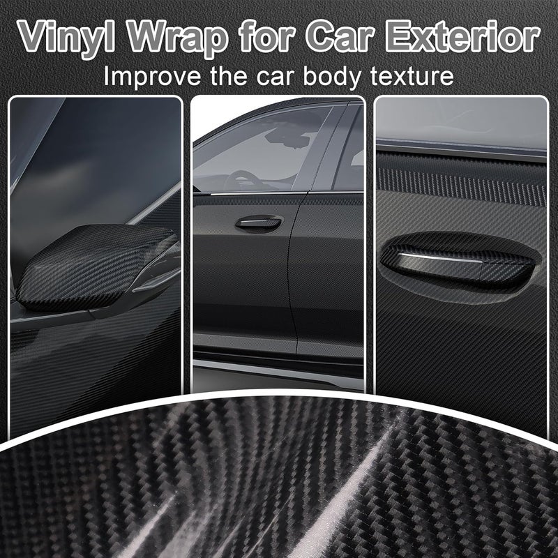 Foneso 6D Carbon Fiber Vinyl Wrap, Self Adhesive Film, High Glossy Car Vinyl Roll, Adapted to The Appearance and The Interior of Motorcycles, Computers, Cars (6D Black with Tool, 30cm x 300cm) - Image 3