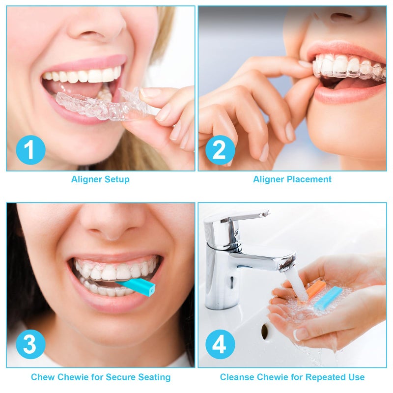 B Rush Medical Grade Silicone Chewie For Invisalign Aligners, Soft And Medium Aligner Tray Seaters, Orthodontic Munchies Teeth Chompers Blue Orange Unscented with Aligner Removal Tool (1 Pack) - Image 4