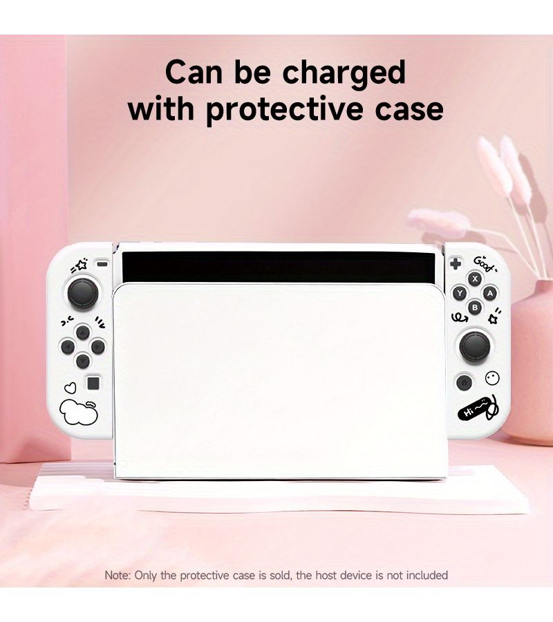 غلاف واقي مطبوع باللون الوردي لجهاز Switch OLED مع غلاف شفاف ناعم مقاوم للغبار - Image 5