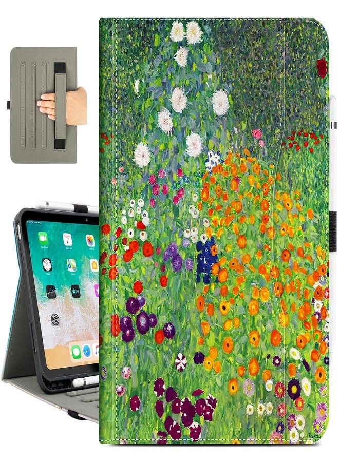 Vimorco for iPad 10th/ (A16) 11th Generation Case, Floral for iPad Case 11th/10th Generation with Pencil Holder/Hand Strap/Pocket, Adjustable Angle, for iPadCover 11th/10th Gen, Flower Garden - Image 1