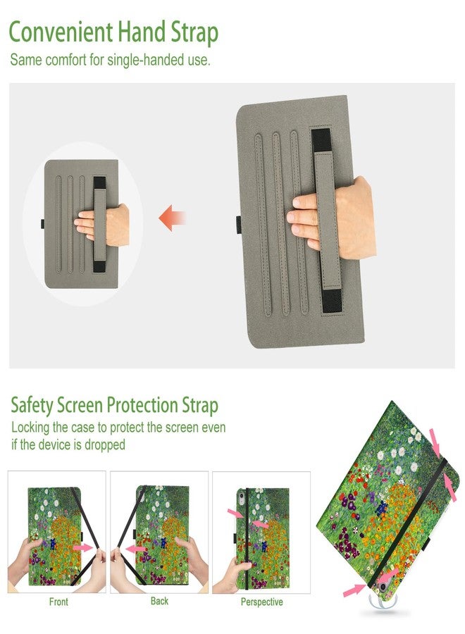 Vimorco for iPad 10th/ (A16) 11th Generation Case, Floral for iPad Case 11th/10th Generation with Pencil Holder/Hand Strap/Pocket, Adjustable Angle, for iPadCover 11th/10th Gen, Flower Garden - Image 4