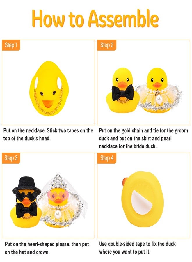 wonuu Bride and Groom Rubber Ducks for Car Dashboard Decoration, Wedding Favors, Party Favors Ceremony Gift Set, Marriage Souvenir, Marry Blessings, Anniversary Present, White Veil Lace Dress - Image 5