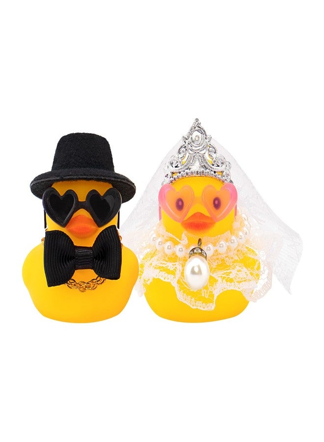wonuu Bride and Groom Rubber Ducks for Car Dashboard Decoration, Wedding Favors, Party Favors Ceremony Gift Set, Marriage Souvenir, Marry Blessings, Anniversary Present, White Veil Lace Dress - Image 1