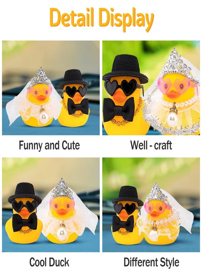 wonuu Bride and Groom Rubber Ducks for Car Dashboard Decoration, Wedding Favors, Party Favors Ceremony Gift Set, Marriage Souvenir, Marry Blessings, Anniversary Present, White Veil Lace Dress - Image 3