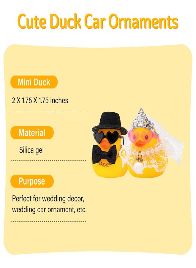 wonuu Bride and Groom Rubber Ducks for Car Dashboard Decoration, Wedding Favors, Party Favors Ceremony Gift Set, Marriage Souvenir, Marry Blessings, Anniversary Present, White Veil Lace Dress - Image 2