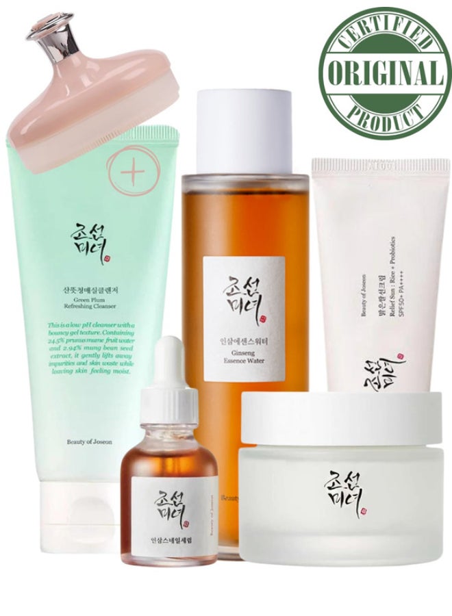Beauty of Joseon Serenity Collection For Radiant Skin Green Plum Cleansing Foam Ginseng Essence Water Revive Serum Ginseng Snail Musin Dynasty Cream Sunscreen Rice Probiotics SPF50+ PA++++ 360ml - Image 2