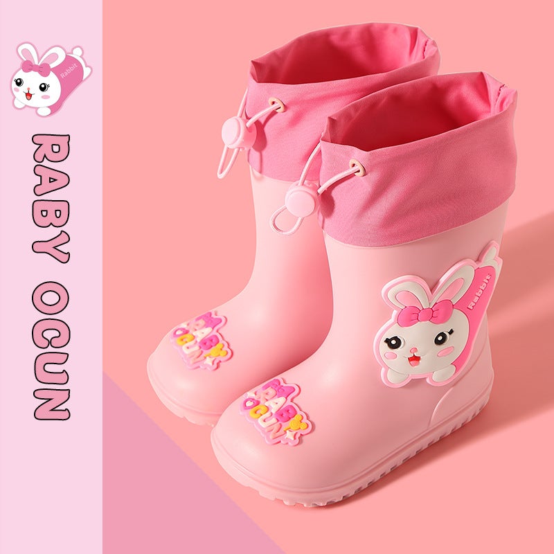 Children'S Rain Boots Cartoon Cute Boys And Girls Wear Waterproof Overshoes Kindergarten Children'S Rubber Shoes Baby Non-Slip Rain Boots - Image 4