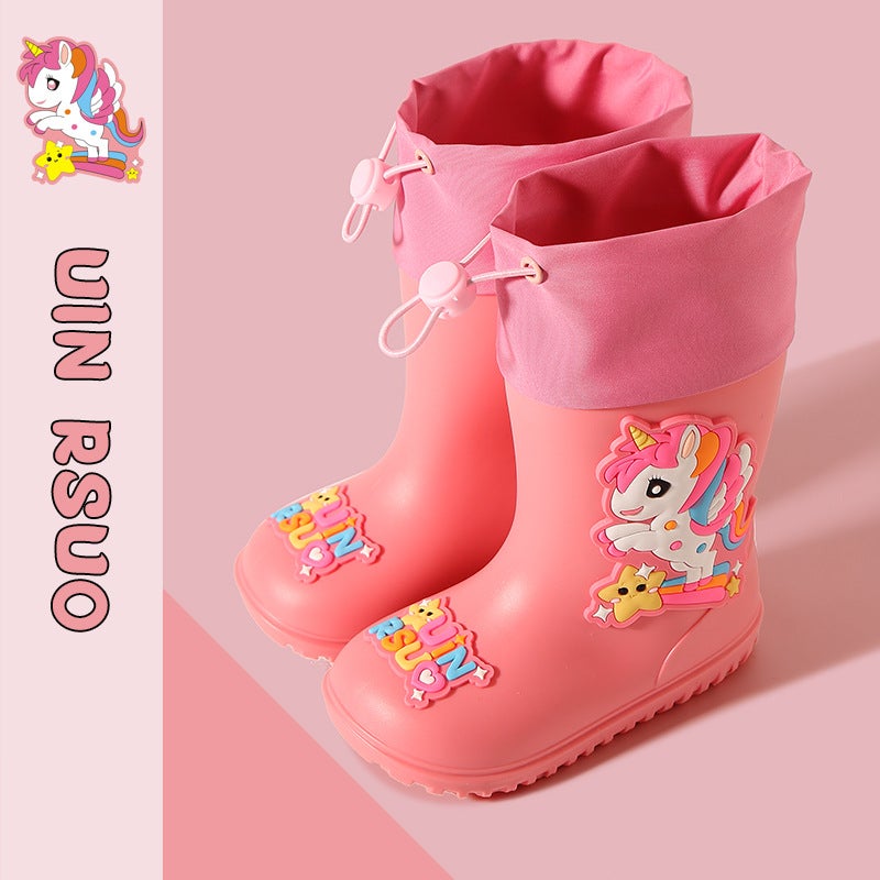 Children'S Rain Boots Cartoon Cute Boys And Girls Wear Waterproof Overshoes Kindergarten Children'S Rubber Shoes Baby Non-Slip Rain Boots - Image 3