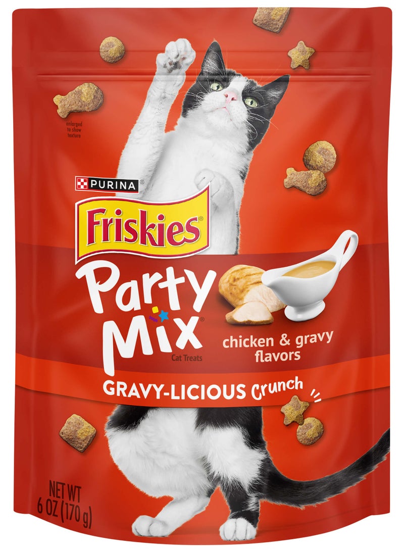 Friskies Purina Party Mix Cat Treats, Chicken & Gravy Flavors 6 oz - Image 1