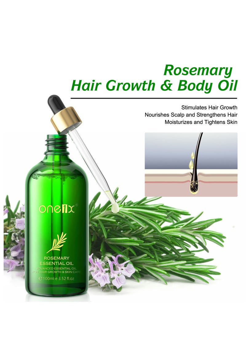 one1x - 100ml Rosemary Hair Growth & Body Oil 100% Pure Natural Steam Distilled Rosemary Oil for Hair Growth Multipurpose Hair Eyebrow Eyelash Growth Oil Moisturizing Hair Oil - Image 1