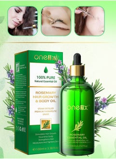 100ml Rosemary Hair Growth & Body Oil 100% Pure Natural Steam Distilled Rosemary Oil for Hair Growth Multipurpose Hair Eyebrow Eyelash Growth Oil Moisturizing Hair Oil