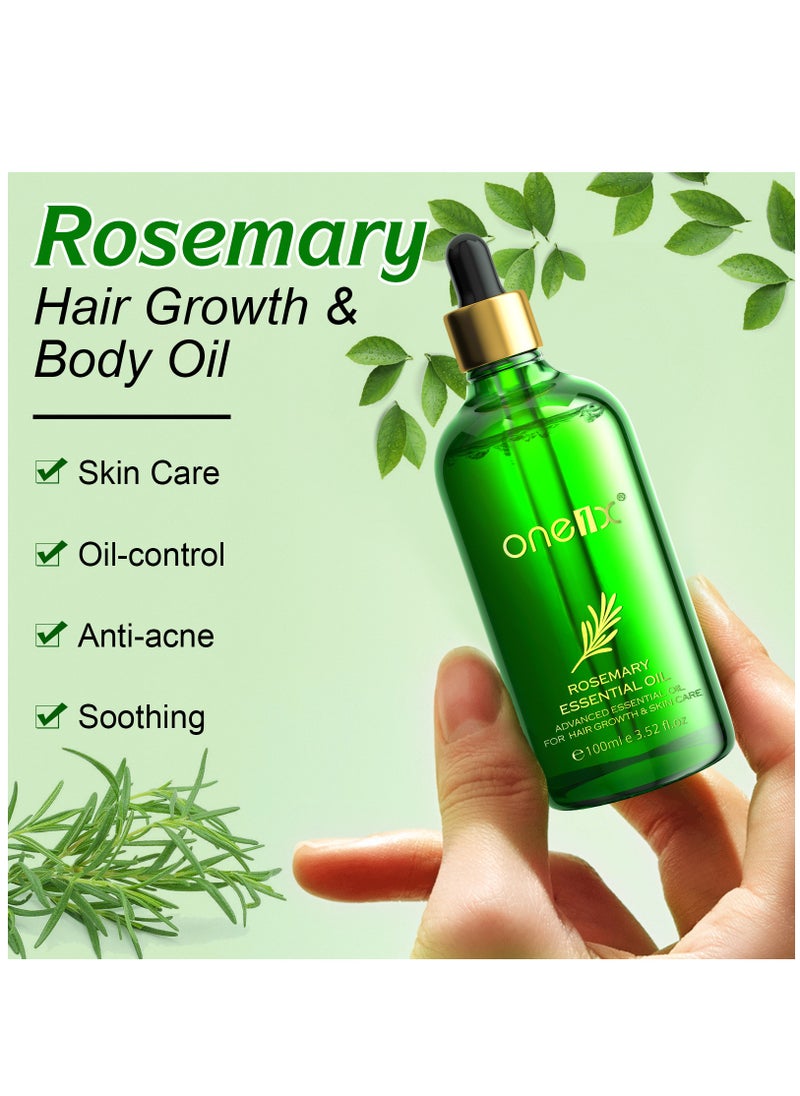 one1x - 100ml Rosemary Hair Growth & Body Oil 100% Pure Natural Steam Distilled Rosemary Oil for Hair Growth Multipurpose Hair Eyebrow Eyelash Growth Oil Moisturizing Hair Oil - Image 1