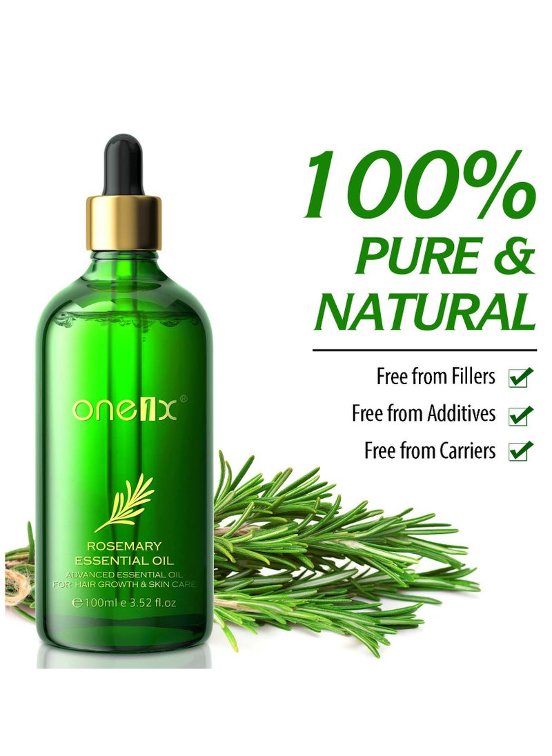 one1x - 100ml Rosemary Hair Growth & Body Oil 100% Pure Natural Steam Distilled Rosemary Oil for Hair Growth Multipurpose Hair Eyebrow Eyelash Growth Oil Moisturizing Hair Oil - Image 1