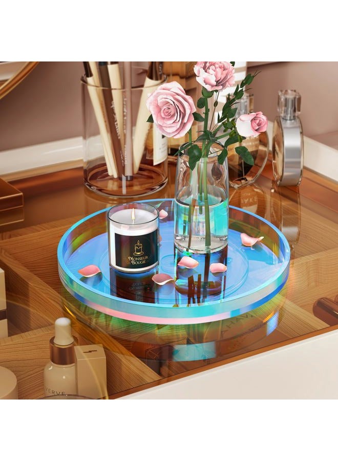NiHome 9 Inch Acrylic Lazy Susan Organizer with 360° Rotating Base for Condiments & Cosmetics, Multipurpose Non-Slip Tray for Kitchen, Bathroom, Living Space, Modern Minimalist Design (Iridescent) - Image 3