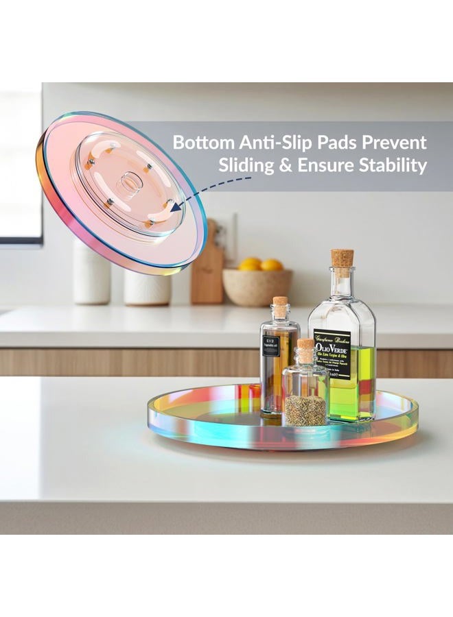 NiHome 9 Inch Acrylic Lazy Susan Organizer with 360° Rotating Base for Condiments & Cosmetics, Multipurpose Non-Slip Tray for Kitchen, Bathroom, Living Space, Modern Minimalist Design (Iridescent) - Image 5