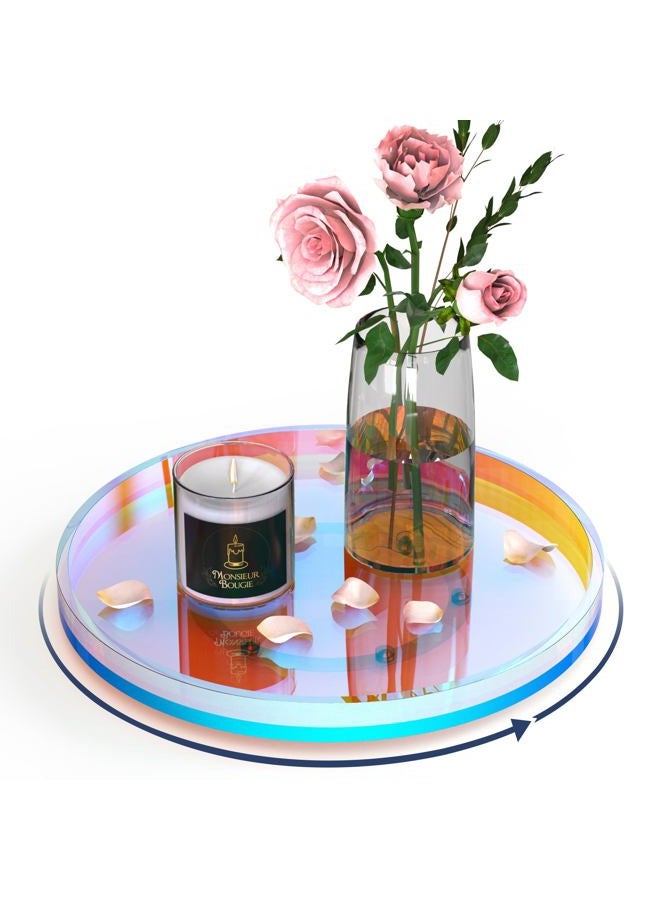NiHome 9 Inch Acrylic Lazy Susan Organizer with 360° Rotating Base for Condiments & Cosmetics, Multipurpose Non-Slip Tray for Kitchen, Bathroom, Living Space, Modern Minimalist Design (Iridescent) - Image 1