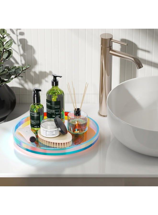 NiHome 9 Inch Acrylic Lazy Susan Organizer with 360° Rotating Base for Condiments & Cosmetics, Multipurpose Non-Slip Tray for Kitchen, Bathroom, Living Space, Modern Minimalist Design (Iridescent) - Image 4