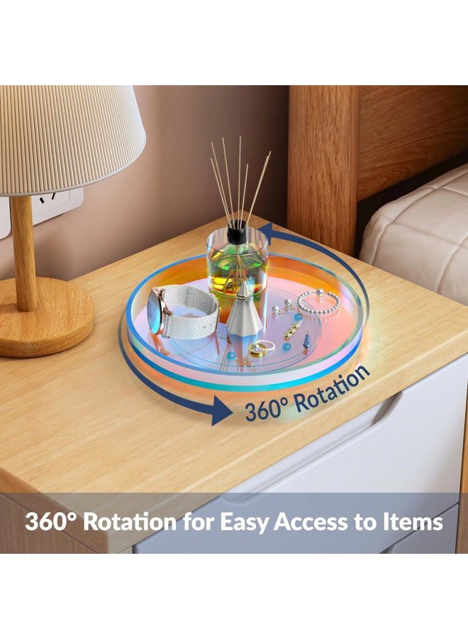 NiHome 9 Inch Acrylic Lazy Susan Organizer with 360° Rotating Base for Condiments & Cosmetics, Multipurpose Non-Slip Tray for Kitchen, Bathroom, Living Space, Modern Minimalist Design (Iridescent) - Image 2