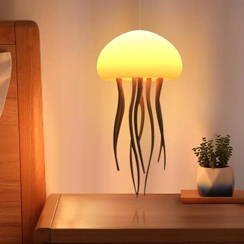Zilloquil Plastic Jellyfish Lamp 7-Colour Changing Nursery LED Night Light with Rotating Mode for Kids,Baby Room ,Aesthetic Gifts for Girls,Boys,Friends&Ocean Lovers Night Lamp (Base+Hanging),Multi - Image 1