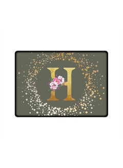 Designer Gaming Mouse Pad Anti-Skid Mousepad Large Keyboard Mouse Pad Desk Mat Custom Monogram Initial Letter Floral Pattern Alphabet - H(Olive Green)