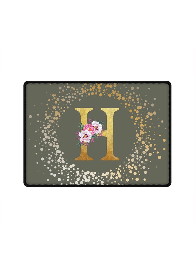 Stylizedd - Designer Gaming Mouse Pad Anti-Skid Mousepad Large Keyboard Mouse Pad Desk Mat Custom Monogram Initial Letter Floral Pattern Alphabet - H(Olive Green) - Image 1