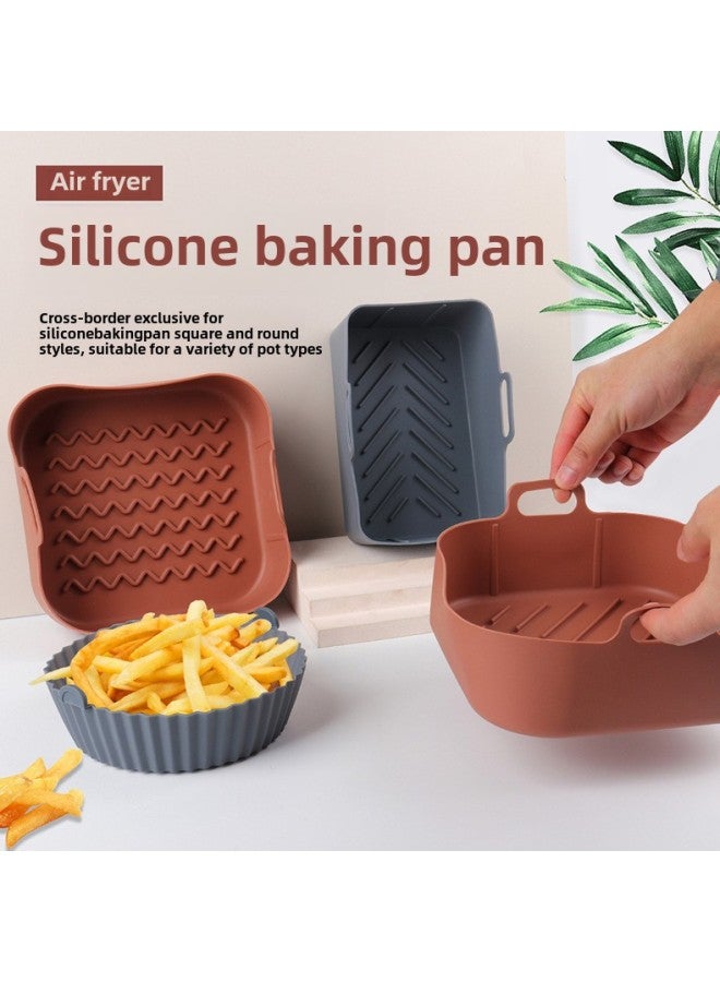 Folding Air Fryer Silicone Baking Pan Suit Household Microwave Oven Tray Baking Pad Food Grade Silicone Pad-Specifications:Gray-insulated Gloves  - Image 3