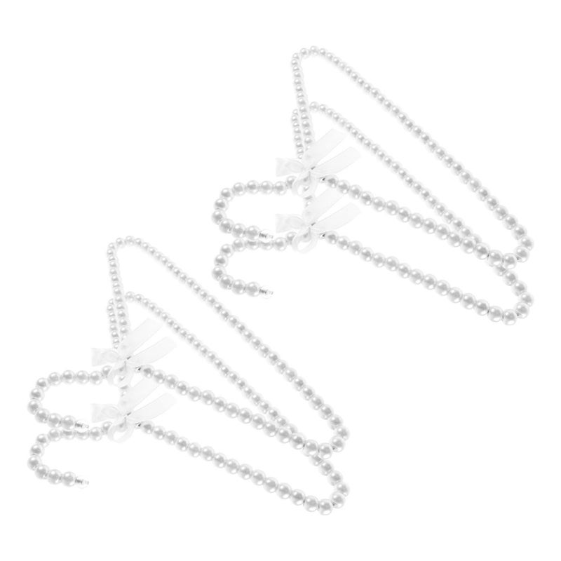 4pcs Beaded Kids Hangers: Small Hangers With Bowknot For Children & Pet Clothes - Non Closet Organizer For Clothing Pants Coats - Image 1