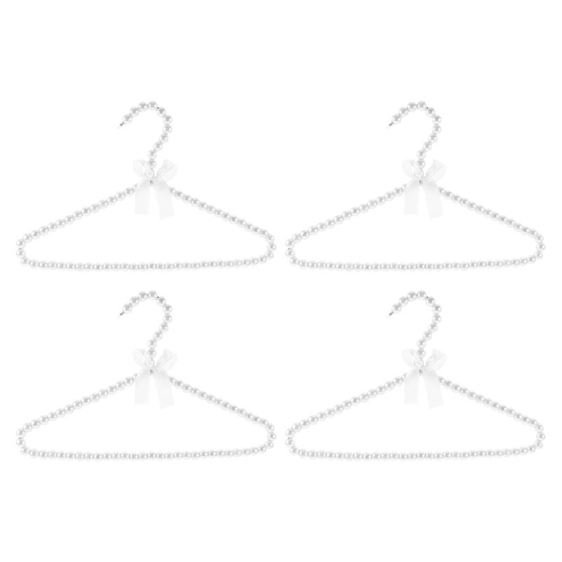 4pcs Beaded Kids Hangers: Small Hangers With Bowknot For Children & Pet Clothes - Non Closet Organizer For Clothing Pants Coats - Image 3
