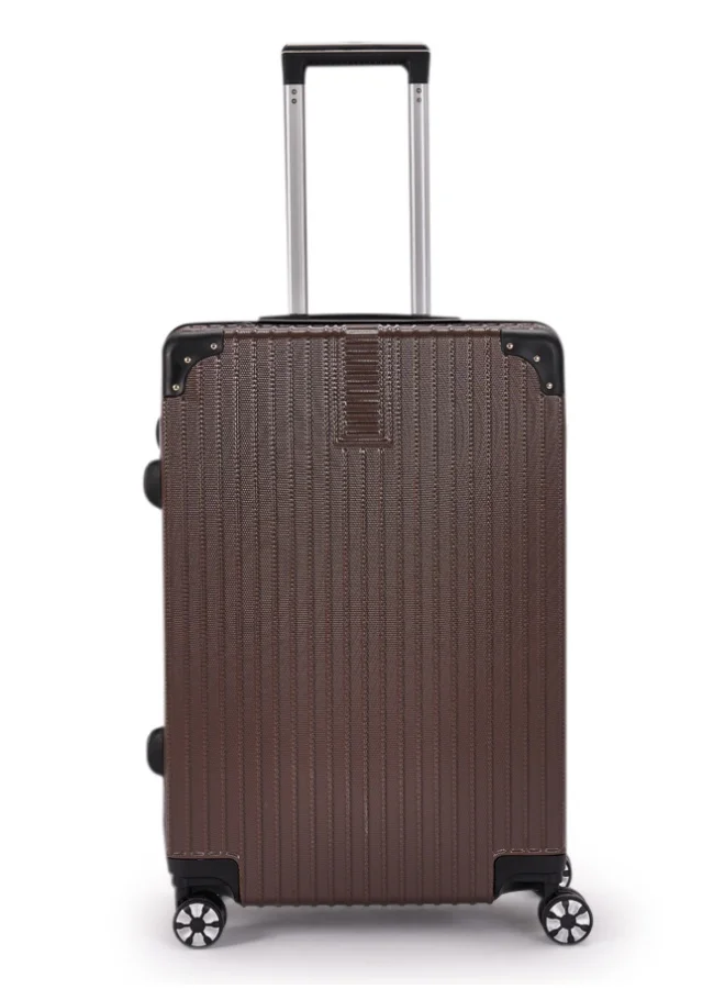 ليمرا حقيبة سفر بعجلات دوارة  درجة مقاس  بوصة خفيفة الوزن من بلاستيك  وهيكل صلب بمقبض تلسكوبي بني