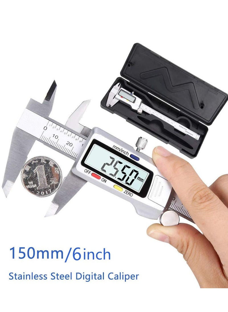 Digital Caliper 6 Inch 150mm Measuring Tool, Electronic Micrometer Vernier Calipers, Accurate Measurement, 0.01mm Resolution Stainless Steel Large LCD Screen Measuring device  - Image 3